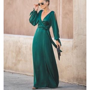 Satin wrap maxi dress